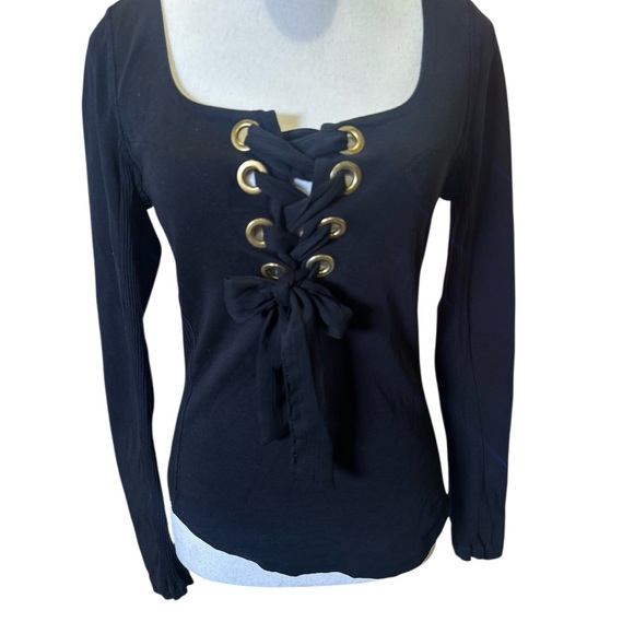 Free People Looking Back Black Lace-Up Top - Picture 12 of 12